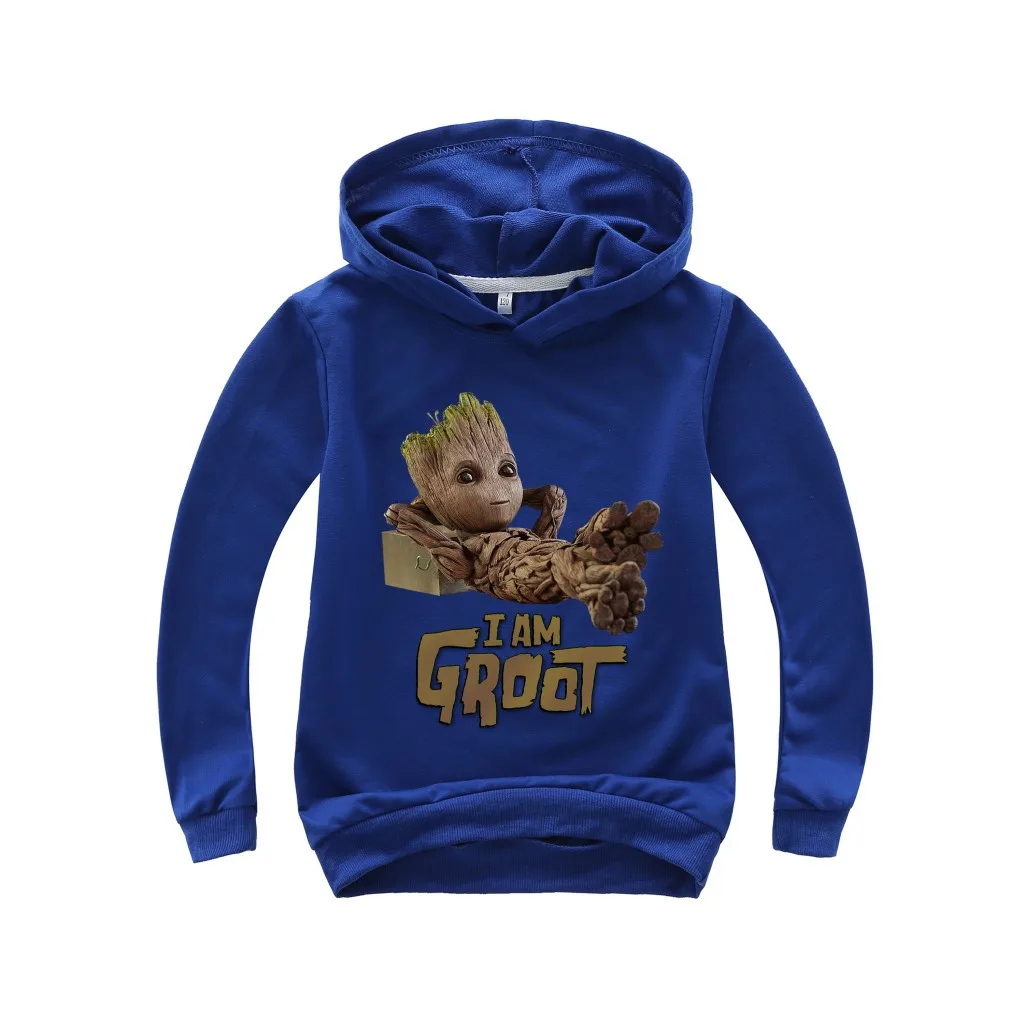 Одежда для детей; толстовка с надписью «I'm Groot»; маскарадные костюмы для мальчиков и девочек; толстовки с длинными рукавами; футболка; одежда с капюшоном