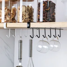 1Pcs Kitchen Wrought Iron Seamless Nail-free Hook Cabinet Storage Rack Multi-function Wardrobe Row Hook Finishing rack