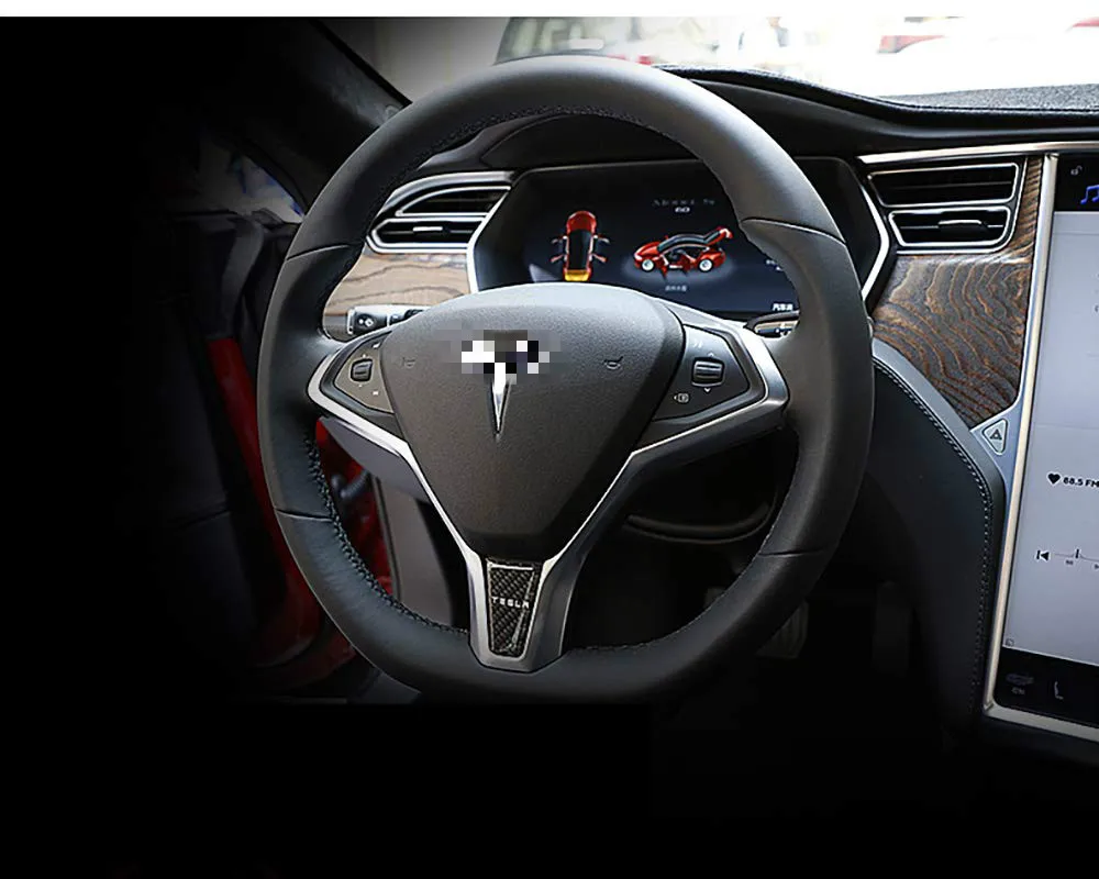 Для Tesla модель S/X Автомобильный интерьер крышка рулевого колеса автомобиля углеродного волокна рулевое колесо украшение крышка наклейка аксессуары подарок
