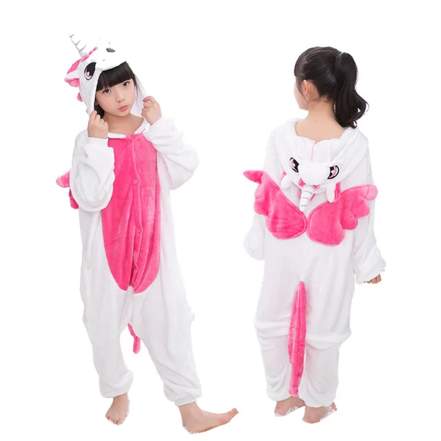 Зимняя теплая одежда для сна с рисунками животных Kigurumi для мальчиков; пижамы для детей с изображением Человека-паука, стежка, Единорога; пижамы для девочек; пижамы для мальчиков-подростков - Цвет: L045