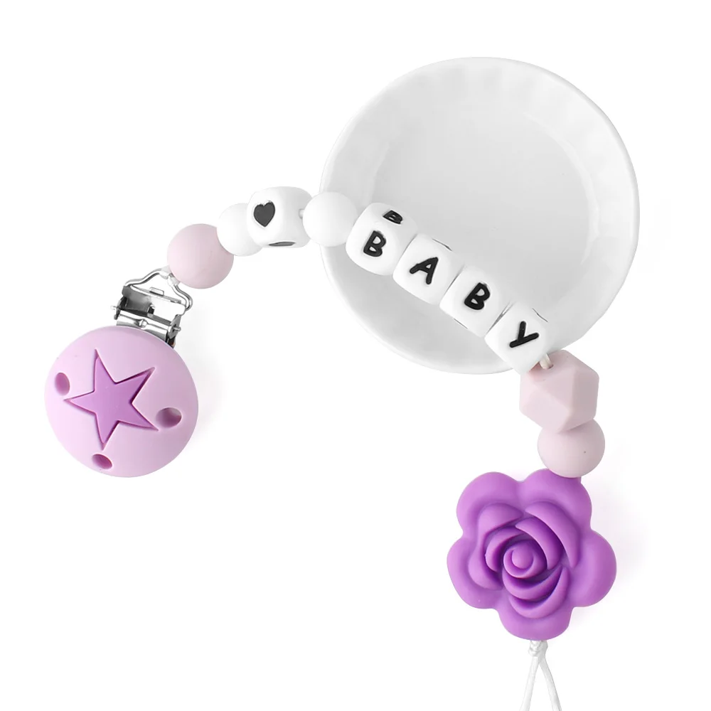 Keep & расти персонализированные имя детская пустышка на цепочке с прищепкой