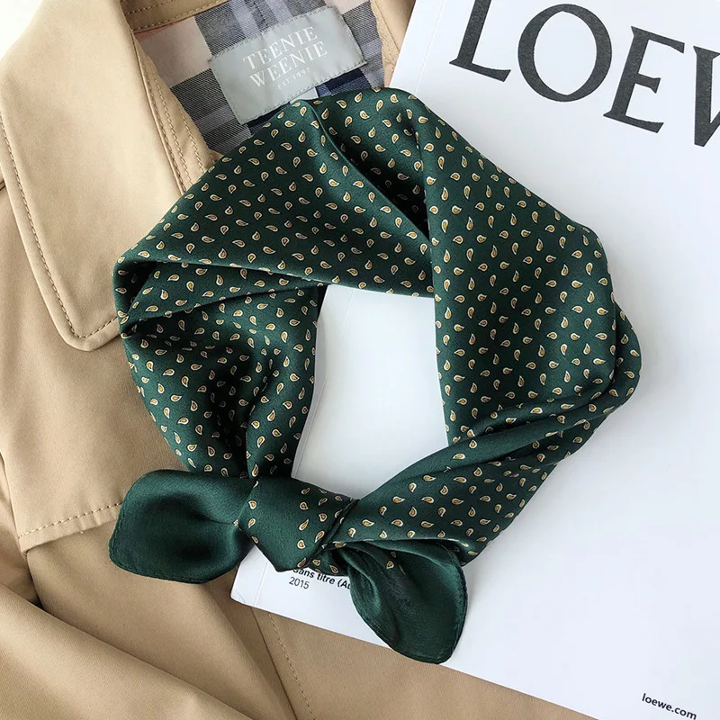 

Popular Scarf Female Winter New 2019 Temperament Simple Cashew Flower New Print Scarf Silk Scarf Female Handkerchief Rings