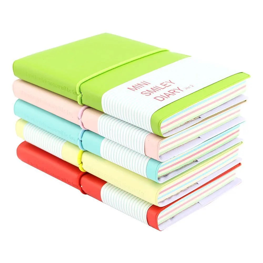 XRHYY-diario de cuero para estudiantes, libreta de tapa dura con cara de sonrisa, dulces de viaje, Bloc de notas clásico forrado, diario, regalo de escritura