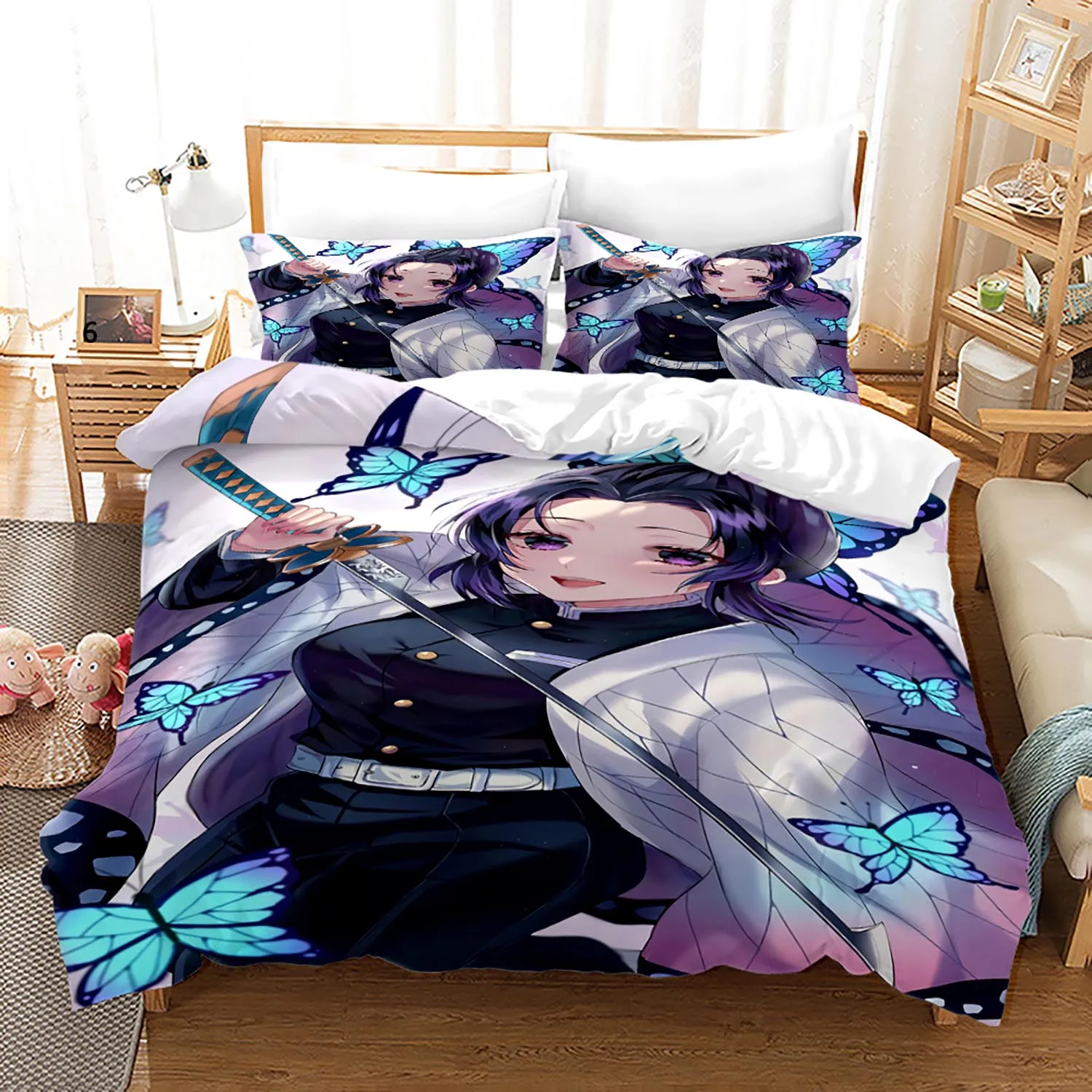 Demon Slayer Bedding Set Single Twin Full Queen King Size Demon Slayer Bed Set Children Kid Bedroom Duvetcover Sets 3D Print 025