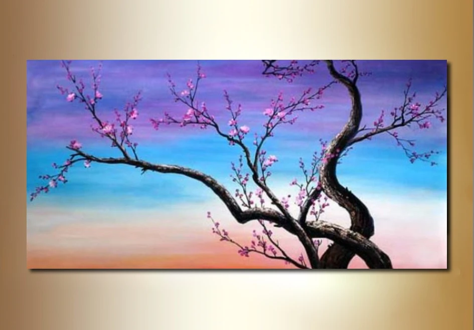 KF-AT-X003 Handmade Art Abstract Canvas Painting for Living Room Bedroom Modern Abstract Tree Painting Wall Picture Decoration - Цвет: KF-AT-X003