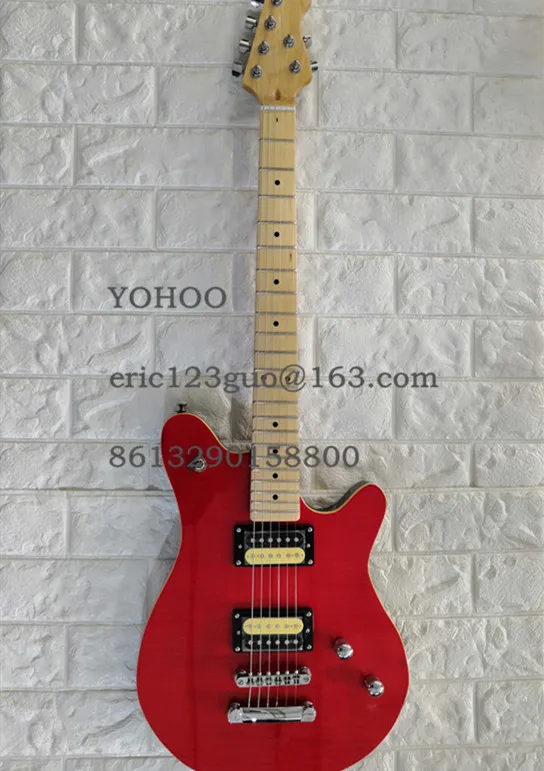 Высокое качество на заказ Красная гитара ra Пламя клен musicman 6 струн электрогитара