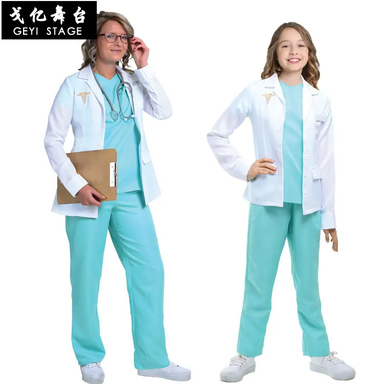 

1 Set Women kids Clothing Role Play Costume Doctor's Overall White Coat Nurse Uniform Educational Doctor Toy For Girls Gift