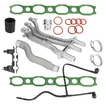 

10 Pieces Aluminum Engine Coolant Pipe Repair Upgrade Kit 94810604906 948106059KIT For-Porsche Cayenne 4.5 V8 2006-2006