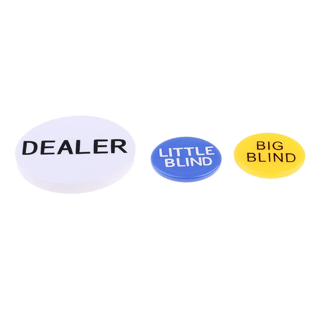 Big & Little Blind and Dealer Button Acrylic Poker Game Buttons Texas Hold'em Chip Dealer Poker Chips Poker Tournaments Prop