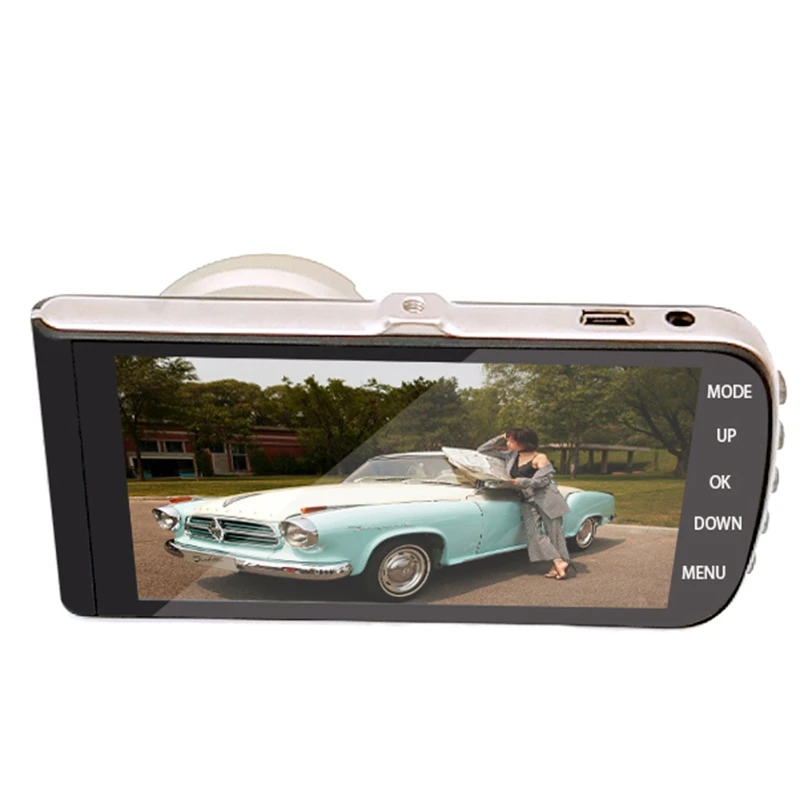 Автомобильный видеорегистратор Fhd 1080P Dashcam 4 дюйма с двумя объективами ночного видения, Автомобильный регистратор, видеорегистратор, автомобильный детектор
