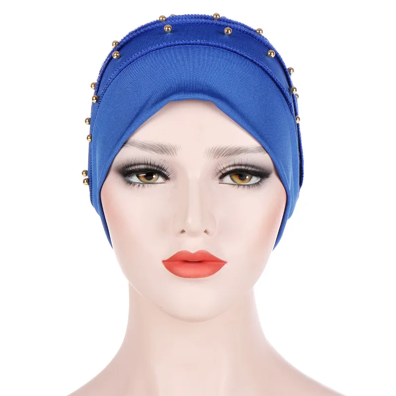 callm Women Bowknot Muslim Ruffle Cancer Chemo Beanie Beading Turban Head Wrap Cap 