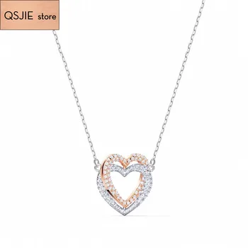 

QSJIE High quality SWA new style. Love life. Double Heart Necklace