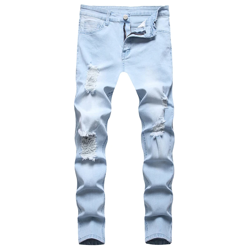 

2021 New Fashion Vintage Solid Jeans Male Causal Pants Plus Size 40 Ripped Jeans Men
