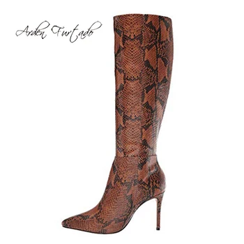 

Arden Furtado Fashion Women's Shoes Winter Mature Sexy Elegant Serpentine Ladies Boots Concise Mature Knee High Boots large size