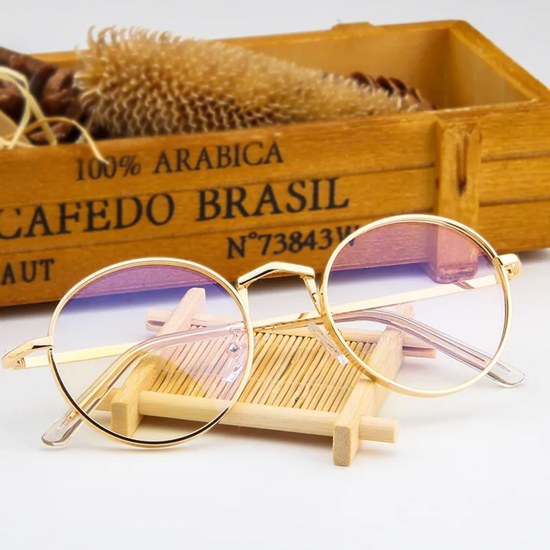2020 New Designer Woman Glasses Optical Frames Metal Round Glasses Frame Clear lens Eyeware Black Silver Gold Eye Glass