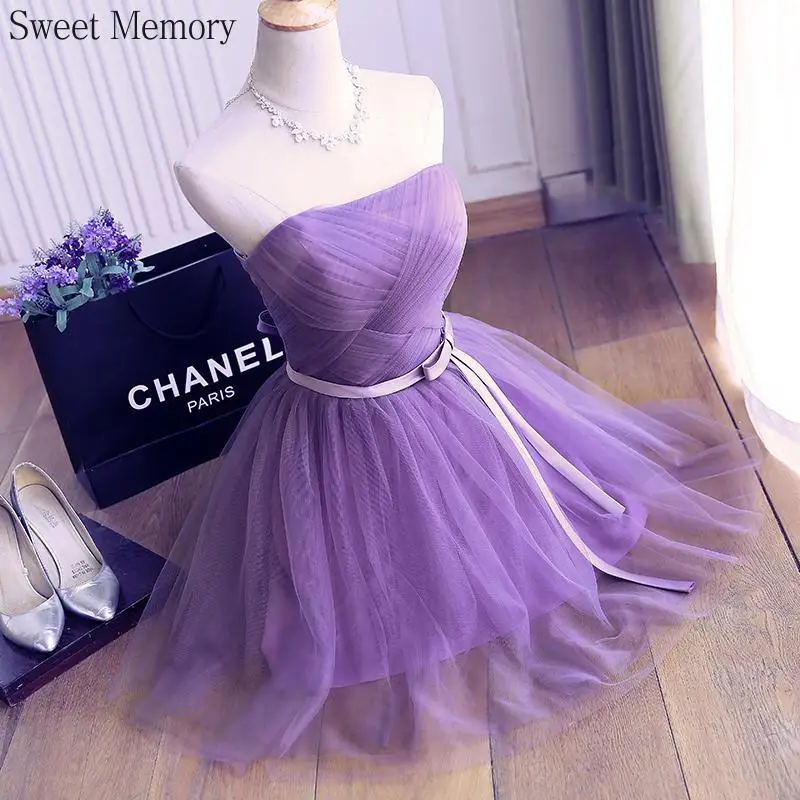Bridesmaid dresses Summer Purple Blue Gray Red Tulle Short Bridesmaid Dresses Princess Banquet Party Ball Performance Prom Dress Formal Gown