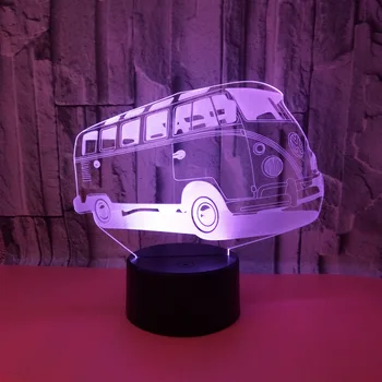 

Gradient Table Lamp Usb 7 Color Changing 3D Led Nightlight Bus Model Kids Touch Button Desk Lamp Light Fixture Atmosphere Decor