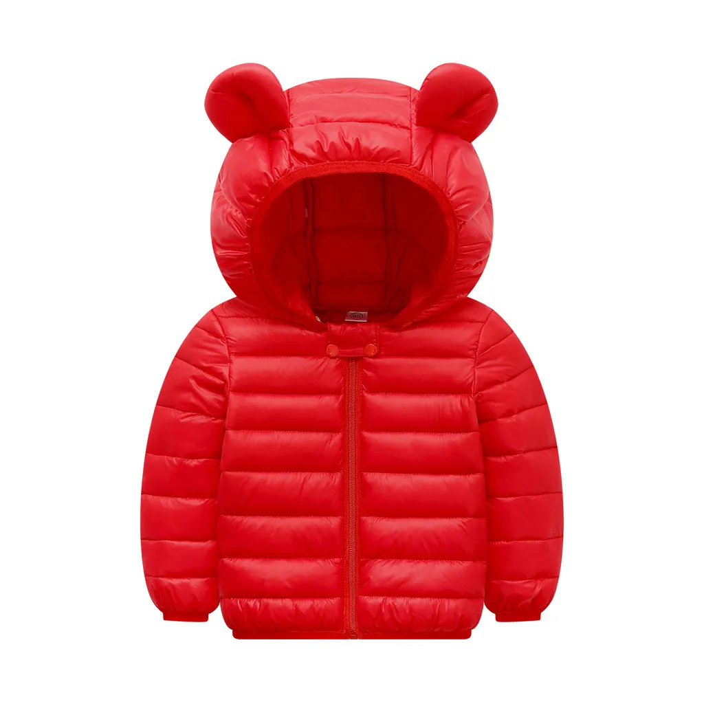 Зимние пальто, куртка детская верхняя одежда с капюшоном на молнии с ушами для мальчиков и девочек модная зимняя теплая одежда для малышей Одежда M850 - Цвет: RD