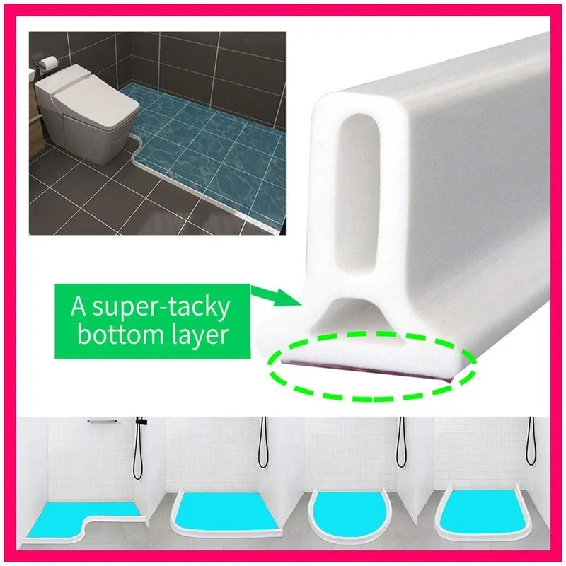 Sistema de retención de agua de silicona para el hogar, retén de barrera autoadhesiva para ducha, baño y cocina