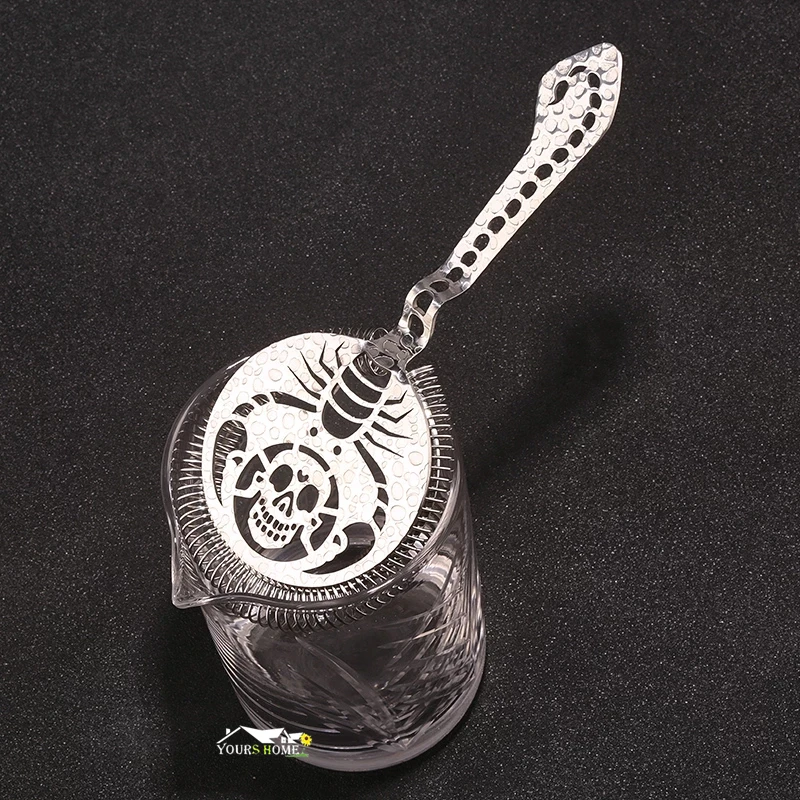 Scorpion Skull Bar Strainer Sprung Cocktail Strainer Stainless Steel Deluxe Barware