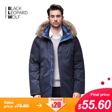 Blackleopardwolf Зимняя мужская куртка модное пальто толстая парка для мужчин аляска съемная верхняя одежда с мехом енота BL-1117M