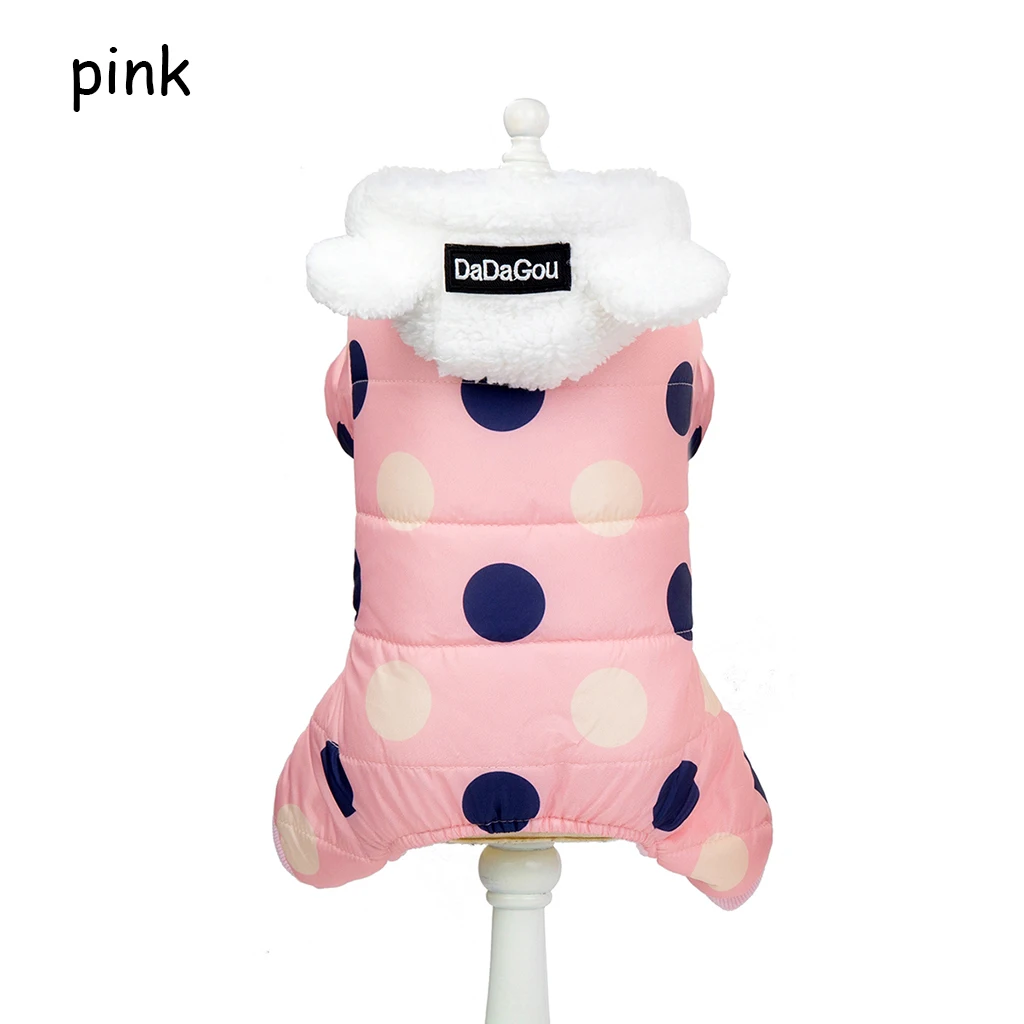 Pink Милая зимняя одежда для маленькой собаки с четырьмя ножками хлопковая куртка-плащ, Одежда для питомцев, собачий Костюмы для кошек худи для щенка Рождественская одежда для собаки - Цвет: Pink