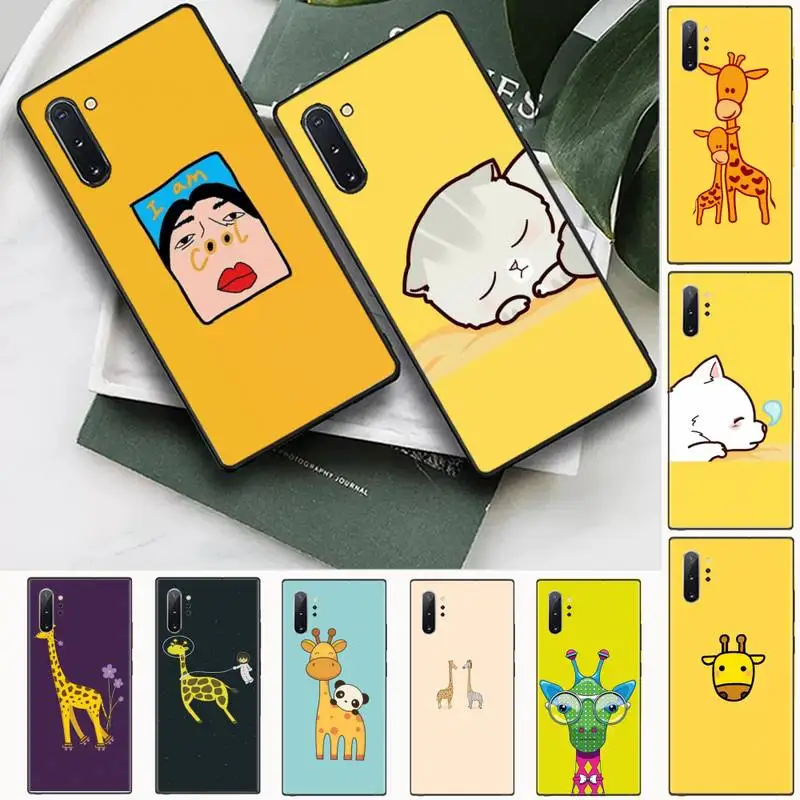 Милый модный чехол для телефона с желтым жирафом котом Samsung Galaxy S8 S9 S10 Plus S10E Note 3 4 5 6