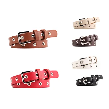 

Fashion Gothic Pu Waist Belt Patchwork Row Hole Belt Women Buckle Belts Punk Waistband