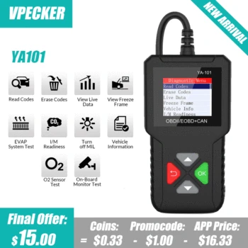 

YA101 OBD2 Scanner Live Data Stream EOBD OBD 2 Automotive Scanner Multi-language OBD 2 Code Reader OBD2 Diagnostic Car Diagnosis