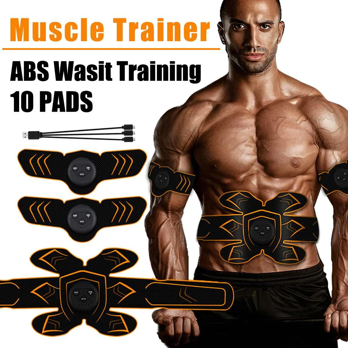 

ABS Stimulator Muscle Training Gear Toner EMS USB Rechargeable Muscle Trainer Gear Abdominal Body Exercise Stimulater