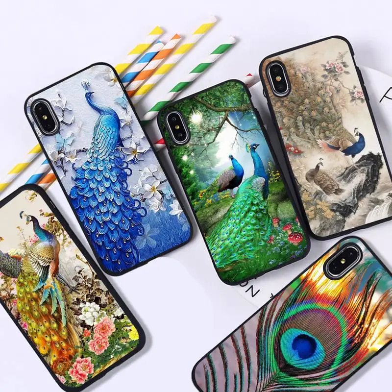 YNDFCNB peacock feather Phone Case for iPhone 11 12 pro XS MAX 8 7 6 6S Plus X 5S SE 2020 XR cover