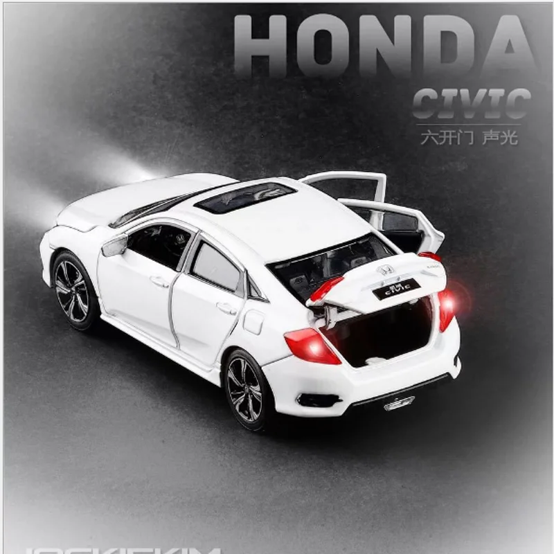 

1:32 HONDA CIVIC TYPE-R Diecasts & Toy Vehicles Car Model With Sound Light Collection Car Toys For Boy Children Gift Christmas