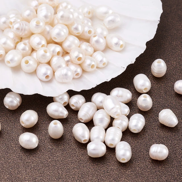 10-11mm AA White Oval Natural Pearls Beads Large Hole Potato