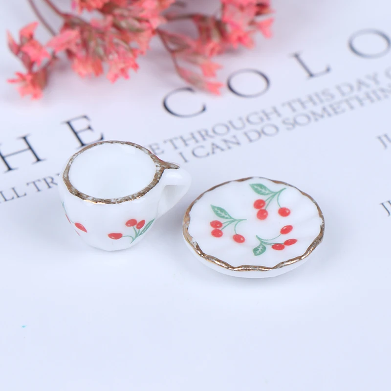 2 шт(миниатюрная чайная чашка+ миниатюрное чайное блюдце) 1:12 кукольный домик миниатюрная DIY чайная чашка чайное блюдце кофейная чашка кукольная кухонная посуда