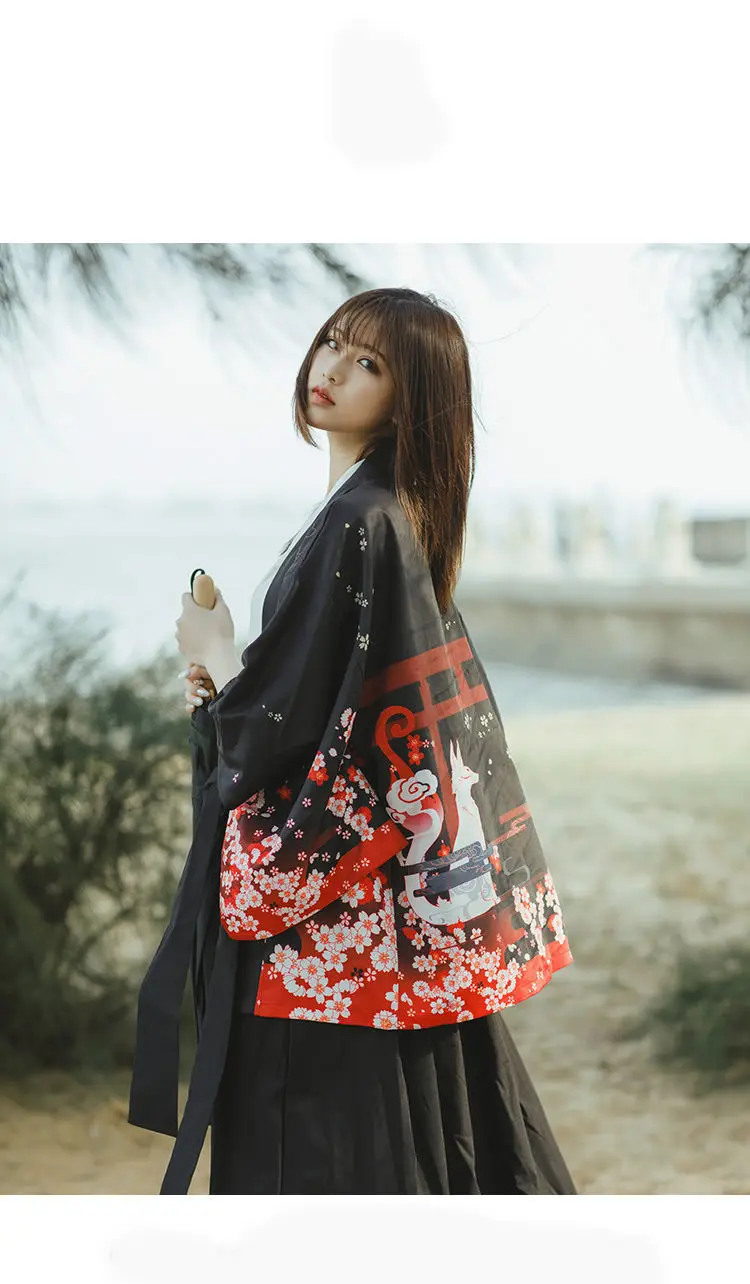 Anime Printing Japanese Kimomo Traditional New Thin Loose Cardigan Kimono Women Plus Size Causl Coat Top Sunscreen Clothes