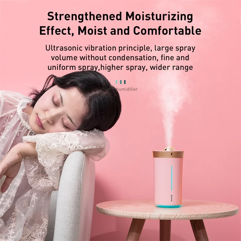 Goedkoop Baseus Auto Luchtreiniger Luchtbevochtiger Voor Auto Thuis Desktop Intelligente 450ML Grote Capaciteit Thuis Auto Air Diffuser Luchtverfrisser