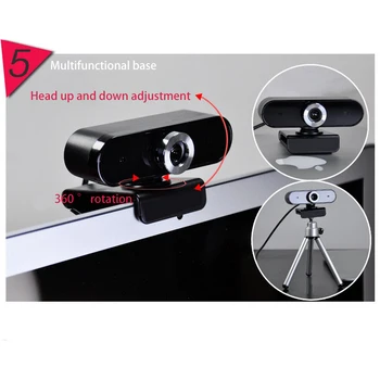

USB 2.0 Webcam HD Webcam and Built-in Rotate 360 ​​Degree Noise Reduction Microphone USB Plug Play Webcam Widescreen Video
