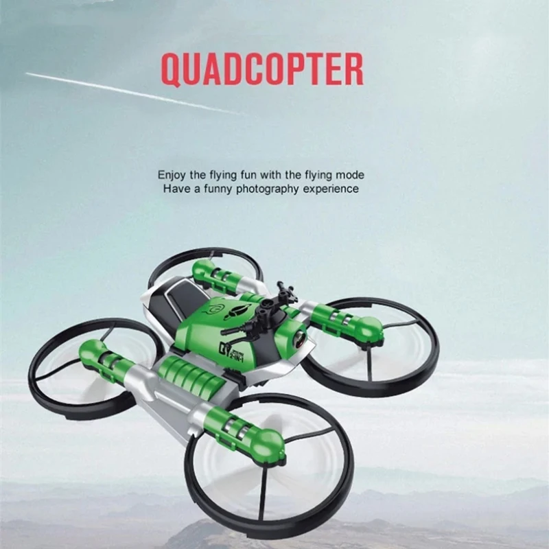 랜드 에어 듀얼 모드 2In1 변형 RC 드론 2.4G 4K HD 카메라 고도 홀드 스마트 호버 시계 제어 RC 쿼드콥터 오토바이