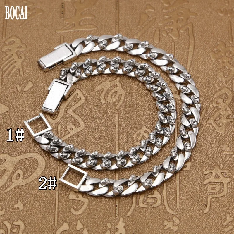 925 чистого серебра модные аксессуары Ретро тайский серебряный череп браслет для мужчин 925 серебряный мужской браслет пара браслет для женщин