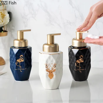 

1pcs Ceramics 390ML Foaming Bottle Liquid Soap Whipped Mousse Points Bottling Shampoo Lotion Shower Gel Foam Pump Bottles