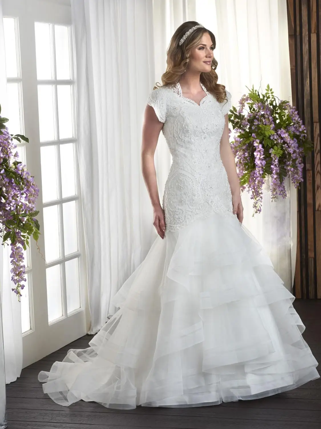 Ivoor Mermaid Lace Modest Trouwjurken Met Kapmouwtjes Sweetheart Kralen Kant Ruches Rok LDS Bruidsjurken Modest Custom Ivoor Mermaid Lace Modest Trouwjurken Met Kapmouwtjes Sweetheart Kralen Kant Ruches Rok LDS Bruidsjurken Modest Custom