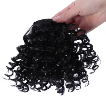 

HOUYAN 6 Inch Kinky Curly Clip in Bangs For Wome Hair Extensions Natural Hair Bangs Synthetic Hair Pieces