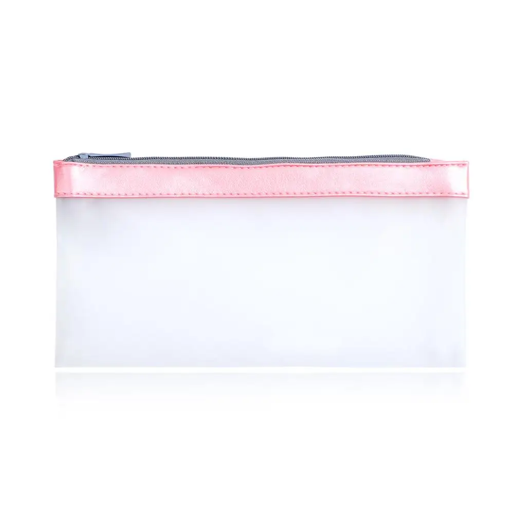 1 шт. матовый полупрозрачный чехол-карандаш на молнии, сумка для канцелярских принадлежностей, креативный простой вместительный полиуретановый чехол-карандаш, милые школьные принадлежности - Цвет: pink