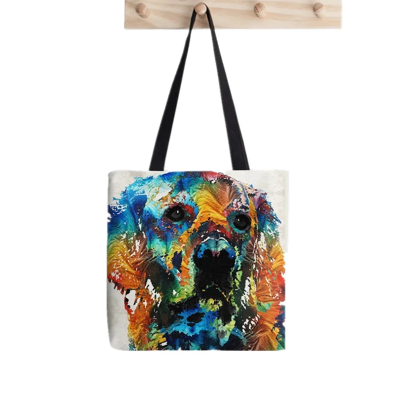 2021 Shopper Colorful Dog Paw Print Tote Bag women Harajuku shopper Funny handbag girl Shoulder shopping bag Lady Canvas Bag