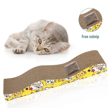 

Corrugated Cat Scratch Board Pad Grinding Nails Interactive Protecting Furniture Cat Toy Large Size Cat Scratcher Toy Cardboard