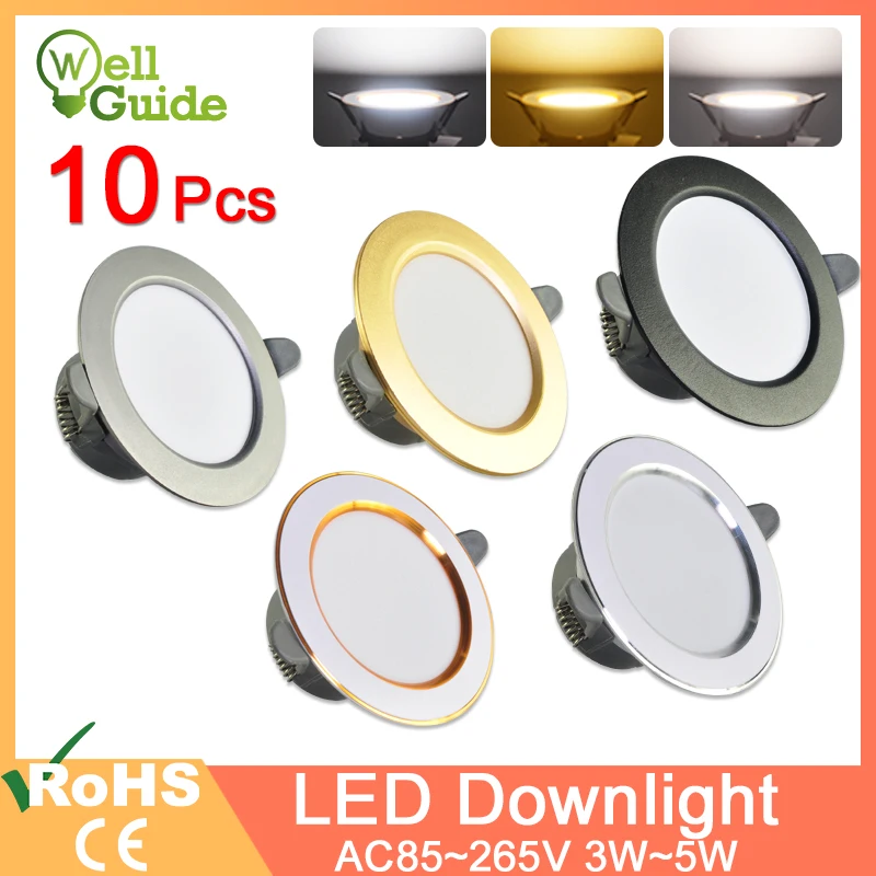 

10Pcs led Downlight 3w 5w spot led light 3000k 4500K 6000K AC 220V-240V Downlight Kitchen living room Indoor recessed lighting