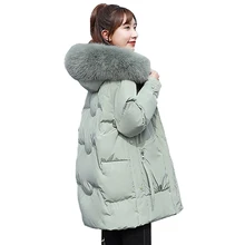 

Fur collar Down jacket female long thickening clothes 2022 new han edition easy leisure wind winter jacket