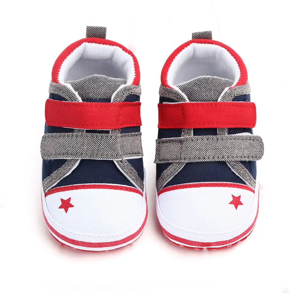 Hoge Kwaliteit/парусиновые детские ботинки Meisjes Lente Herfst Klassieke с принтом для малышей Met Ster Babyschoenen на шнуровке; Детская школьная обувь