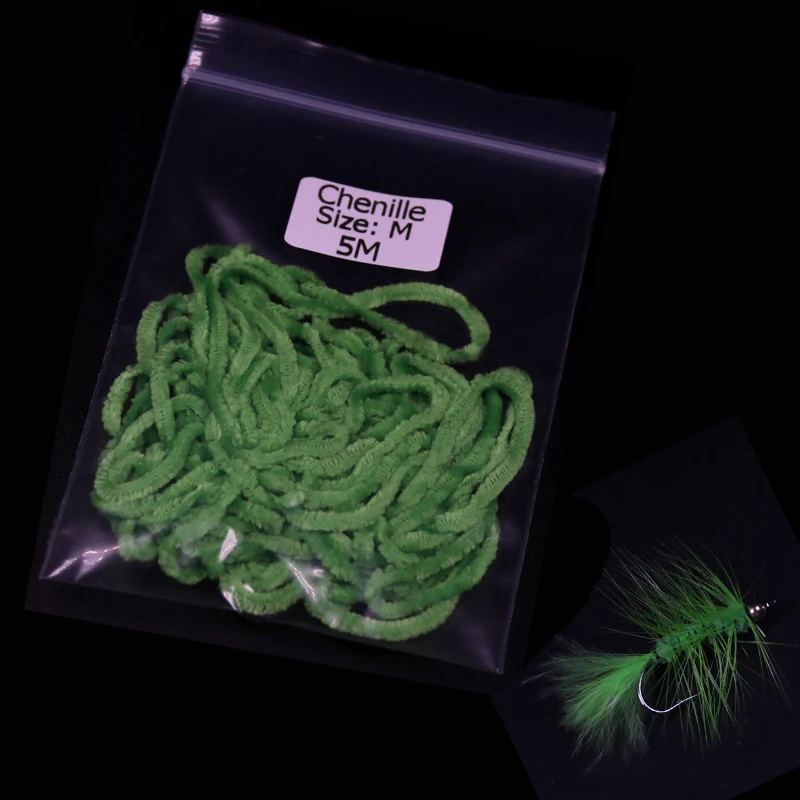 

Size M Chenille Wooly Bugger Tying Chenille 5m/bag Fly Tying Material White Green Orange Black Purple Color