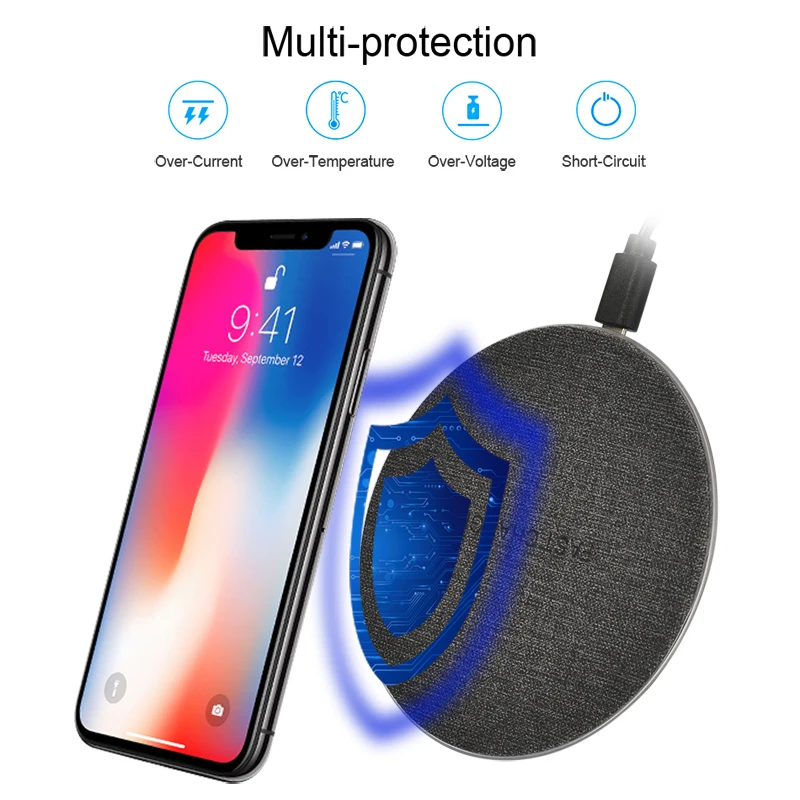 Cinkeypro QI Беспроводной Зарядное устройство быстрой зарядки Pad Quick Charge 2.0 для iphone 8 10 x Samsung Galaxy S6 S7 S8 Выход 5 В/1A 9 В/1A